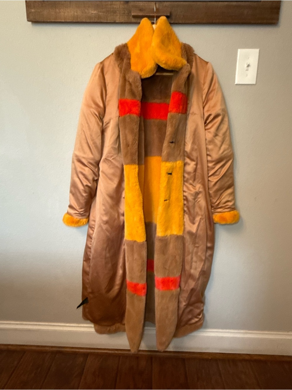 Hutch Colorblock Stripe Faux Fur Coat Size S - Picture 8 of 16